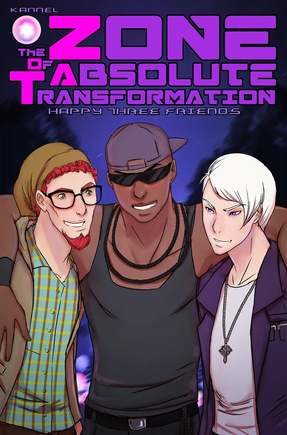 Comic: three guy friends get pulled into a strange zone and transformed into three girls.
