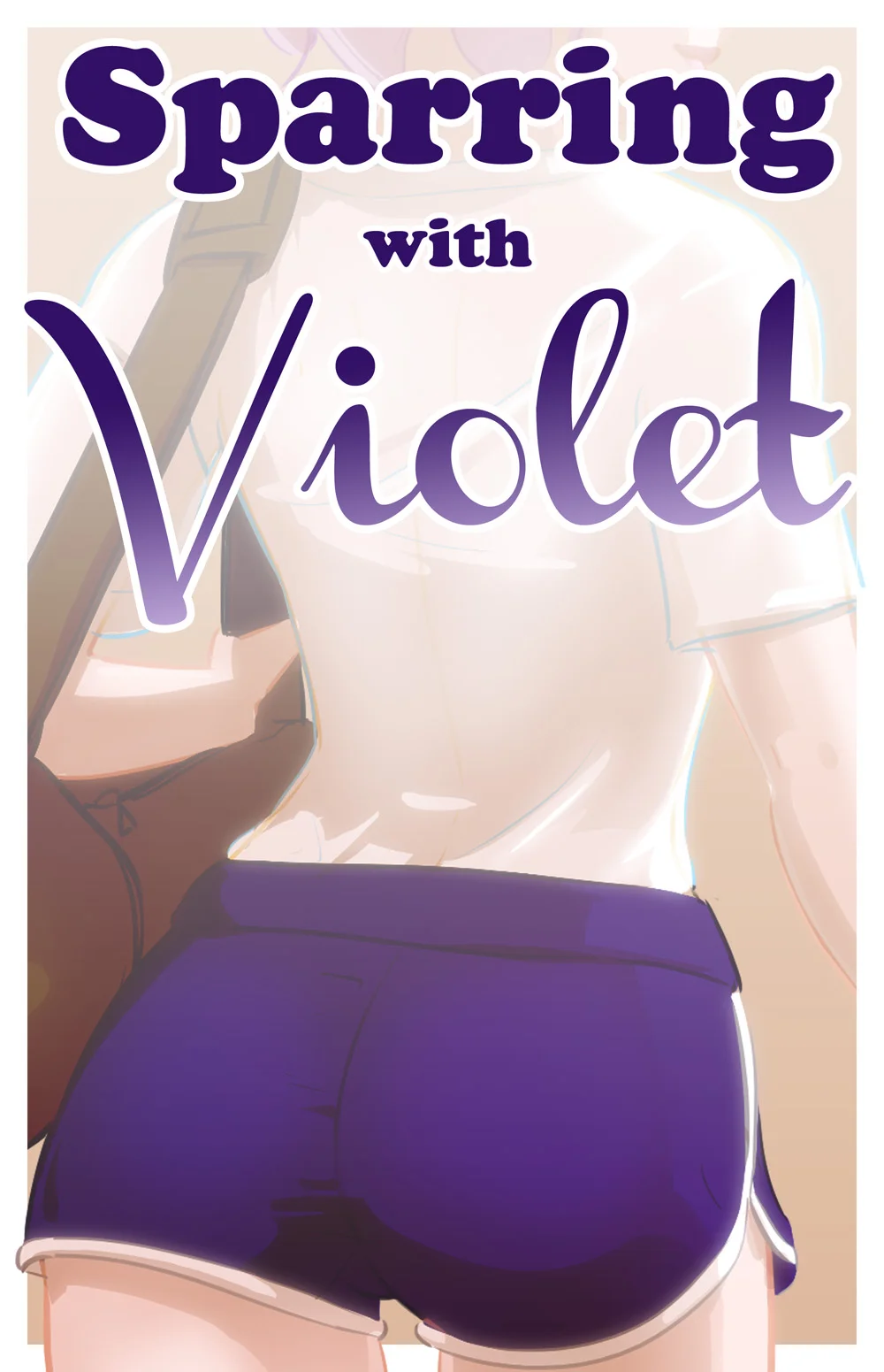 Cover: woman in purple gym shorts carrying a bag, title card for Sparring with Violet.