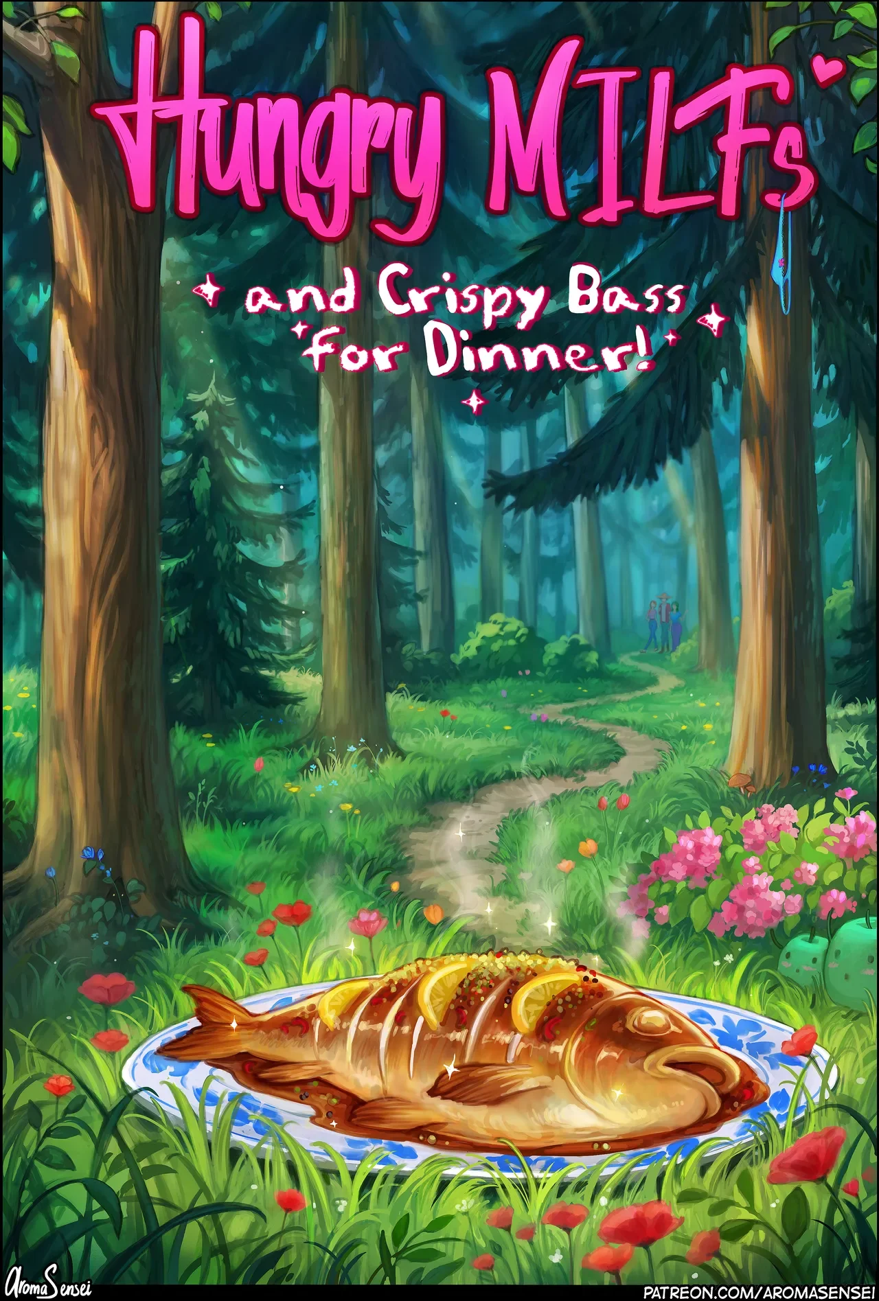 Stardew Valley Jodi and Caroline take the new farmer — double blowjob in the woods, then Jodi fucked raw at home.