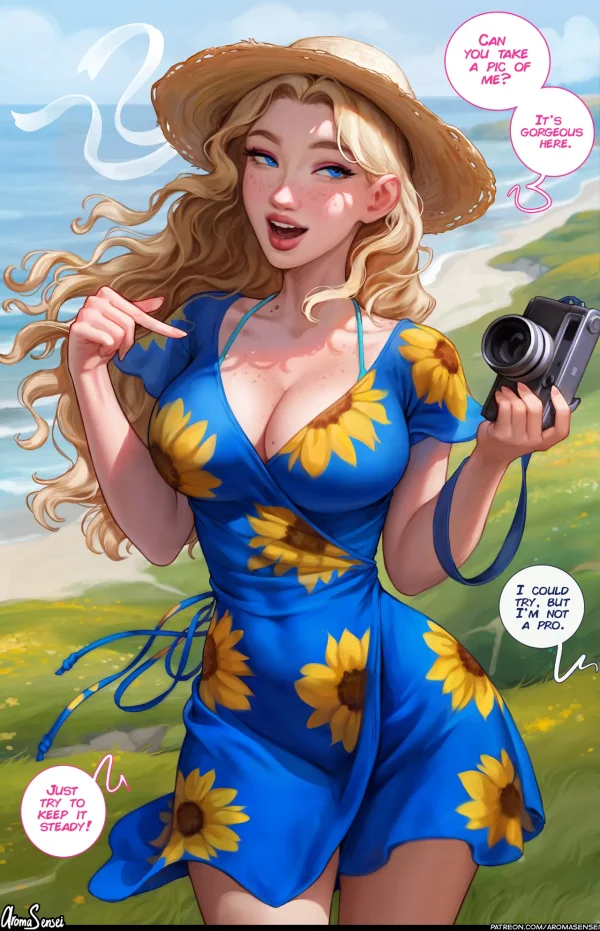 Stardew Valley comic: Abigail and Haley beach threesome with the farmer, outdoor sex and creampie.