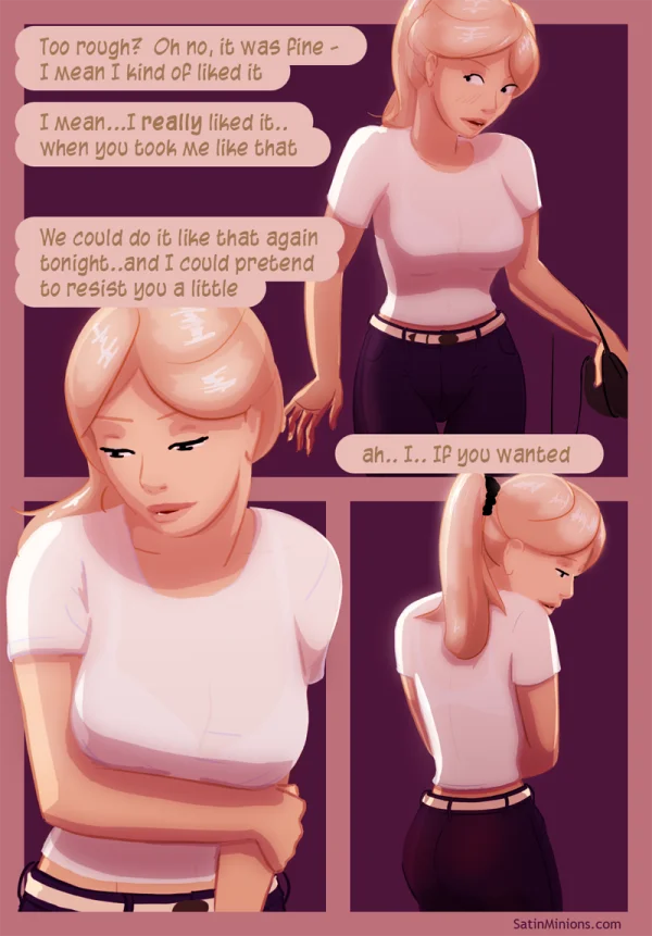Force Play cover: blonde woman in white bra and panties, adults-only comic by Satin Minions.