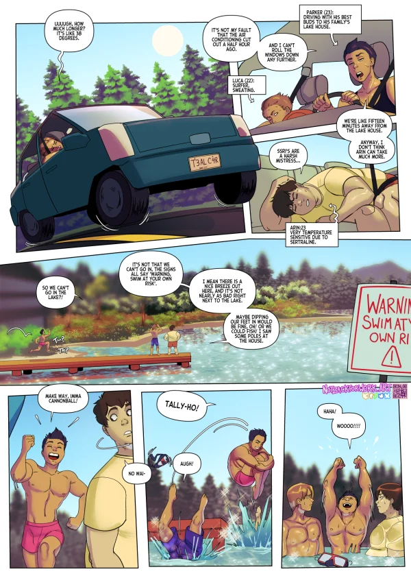 Comic: Zack TF’d into Claire goes nude at the lake with Emily for wet dock teasing and sex.