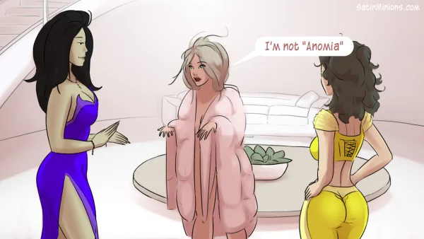 Cover: Path of the Genie part 2 over a sheer pink figure, Satin Minions comic.