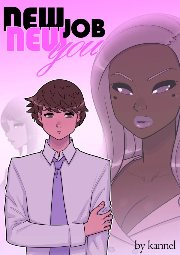 Comic: a job contract turns a guy into a cute office girl with a feminine ass and a new wardrobe.