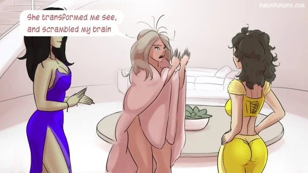 Cover: Path of the Genie part 2 over a sheer pink figure, Satin Minions comic.