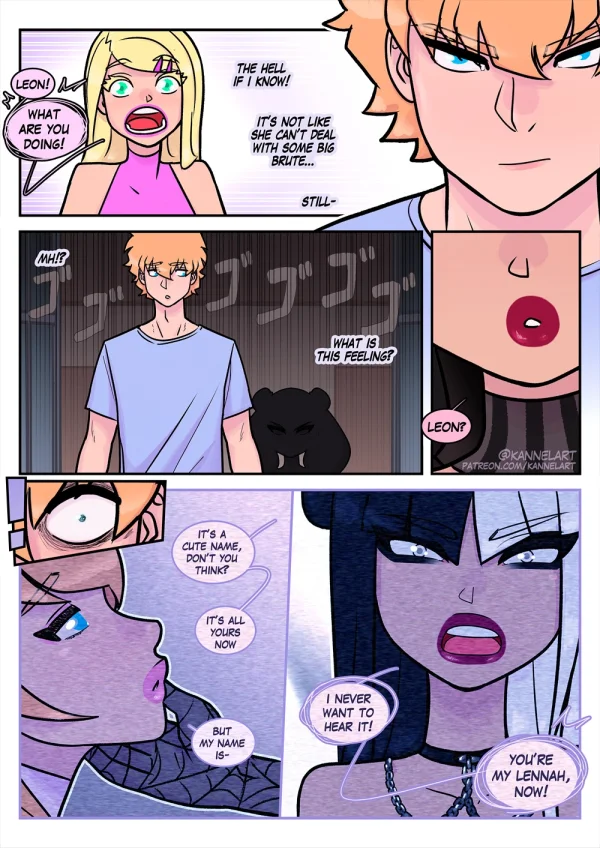 Comic: campus chaos as a goth mistress attracts a demon and her former-male pet plays hero.