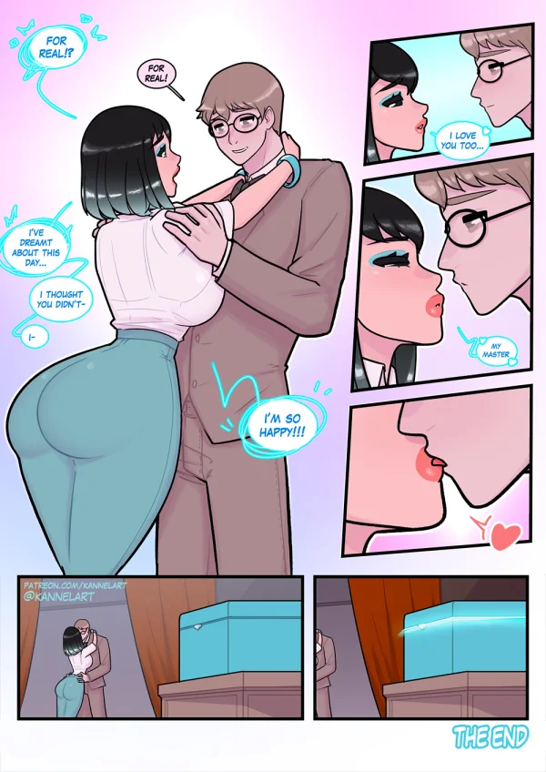 Comic page: explorer transformed into a chained concubine calling master.