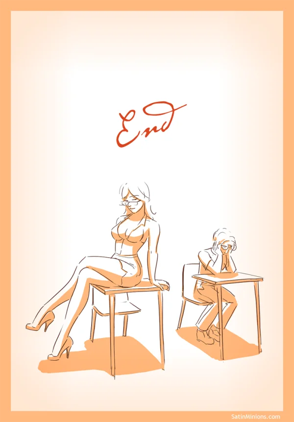 Cover: sketchy classroom scene under the Crank Call title, Satin Minions comic.