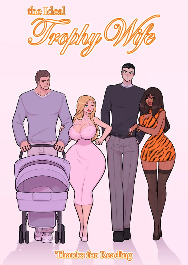 Comic: a rich man becomes a blonde trophy wife with huge breasts and stays for the sex and the life.