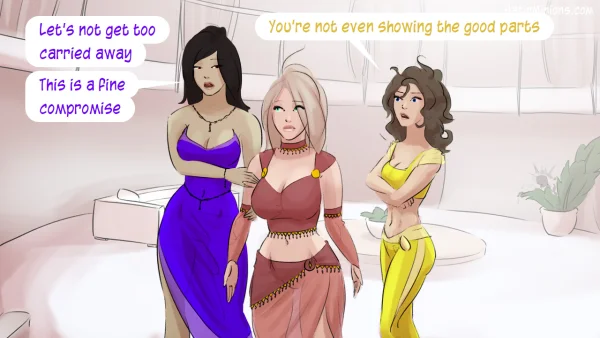 Cover: Path of the Genie part 2 over a sheer pink figure, Satin Minions comic.