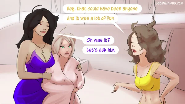 Cover: Path of the Genie part 2 over a sheer pink figure, Satin Minions comic.