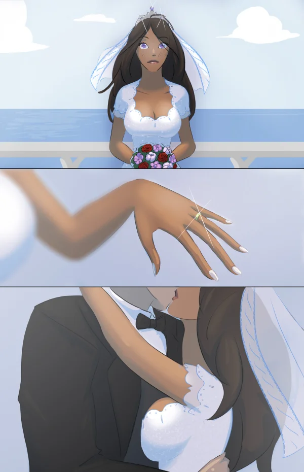 Cover: man and woman under cherry blossoms for Satin Minions comic Better This Way.
