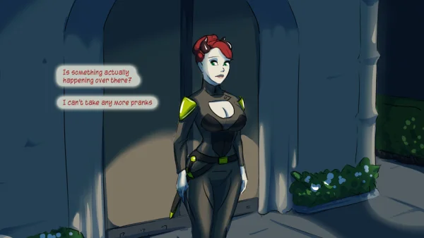 Illustration set: a mind-control orb makes a demon guard masturbate herself unconscious during a heist.