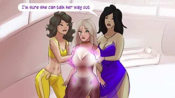 Cover: Path of the Genie part 2 over a sheer pink figure, Satin Minions comic.