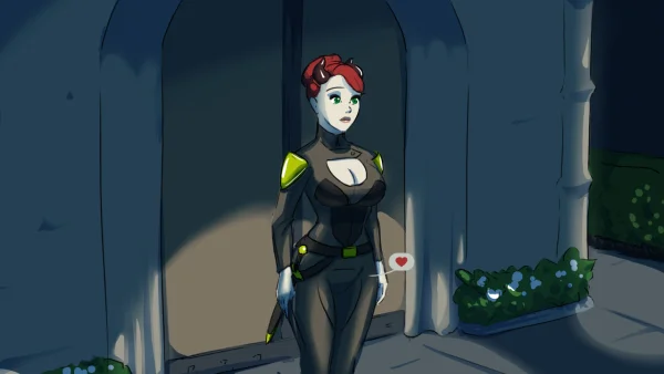 Illustration set: a mind-control orb makes a demon guard masturbate herself unconscious during a heist.