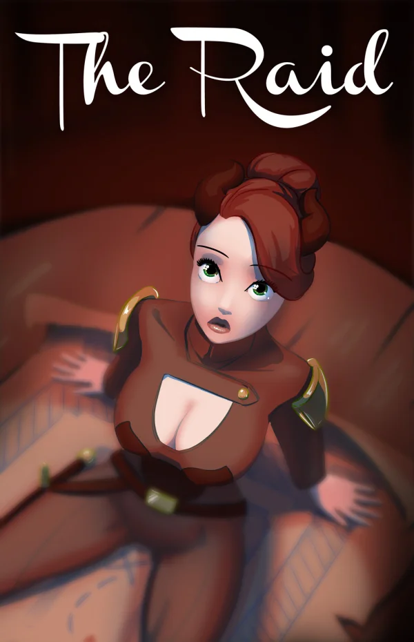 Illustration set: a mind-control orb makes a demon guard masturbate herself unconscious during a heist.