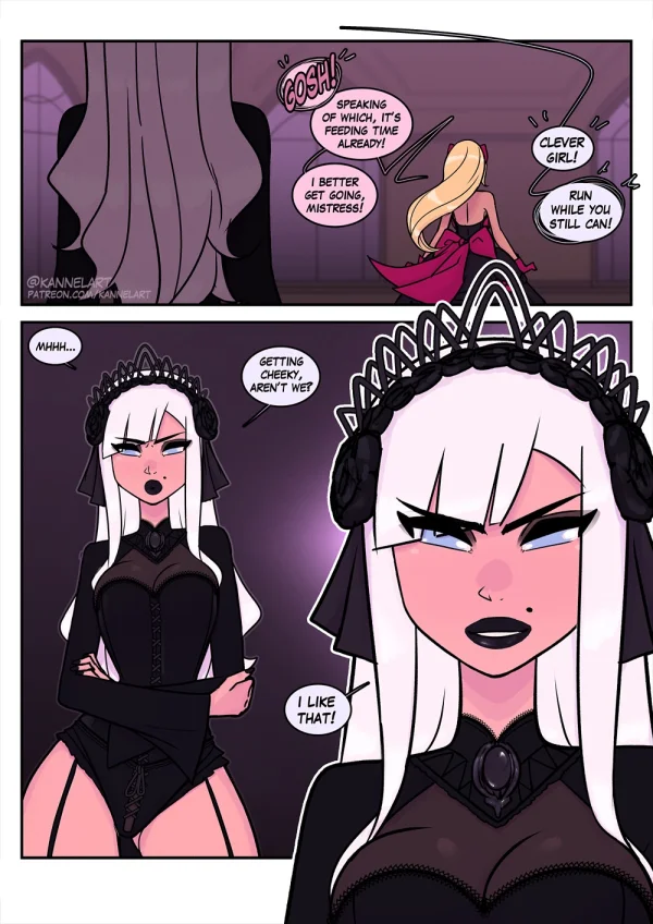 Comic: costume party magic turns friends into nude fantasy TF bodies — centaur, mermaid, slime girls.