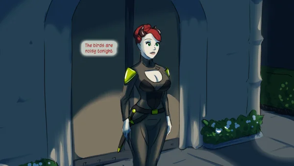 Illustration set: a mind-control orb makes a demon guard masturbate herself unconscious during a heist.