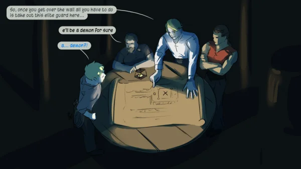 Illustration set: a mind-control orb makes a demon guard masturbate herself unconscious during a heist.