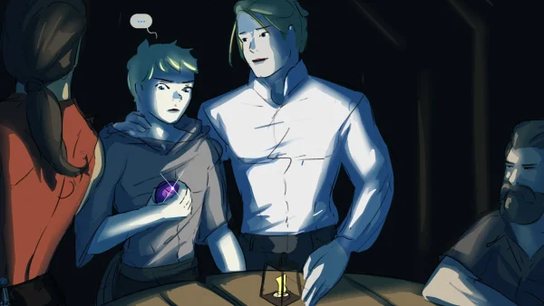 Illustration set: a mind-control orb makes a demon guard masturbate herself unconscious during a heist.