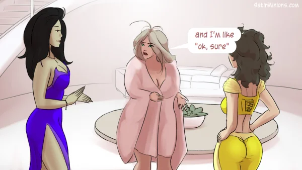 Cover: Path of the Genie part 2 over a sheer pink figure, Satin Minions comic.