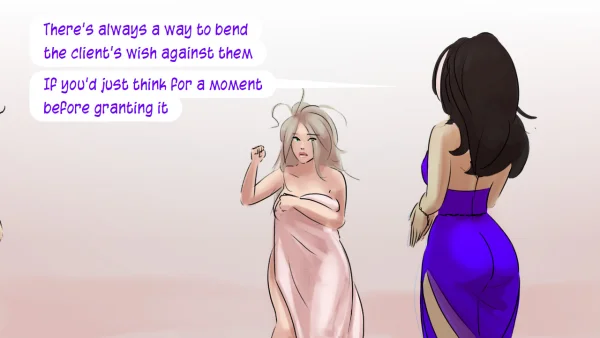 Cover: Path of the Genie part 2 over a sheer pink figure, Satin Minions comic.