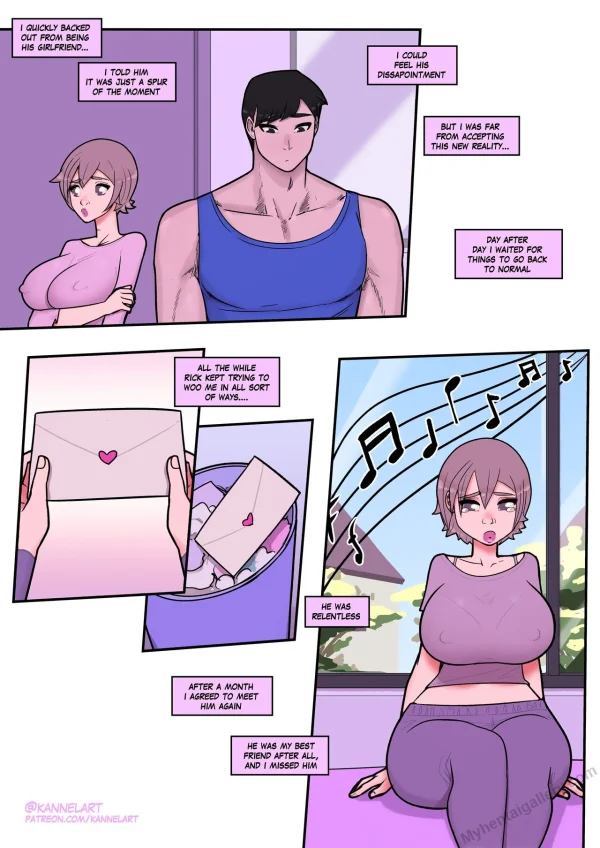 Comic: a girl's body transforms bigger and curvier overnight, waking up as her best friend's girlfriend.