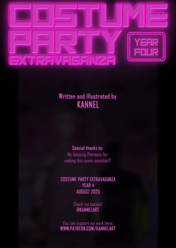 Comic: costume party magic turns friends into nude fantasy TF bodies — centaur, mermaid, slime girls.