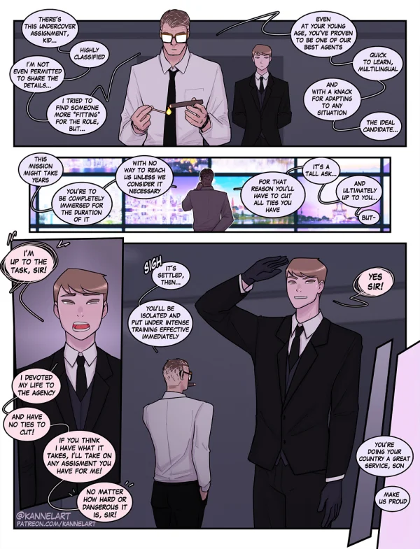 Comic: a spy’s deep cover turns him into a blonde lingerie wife years later, still on the mission.