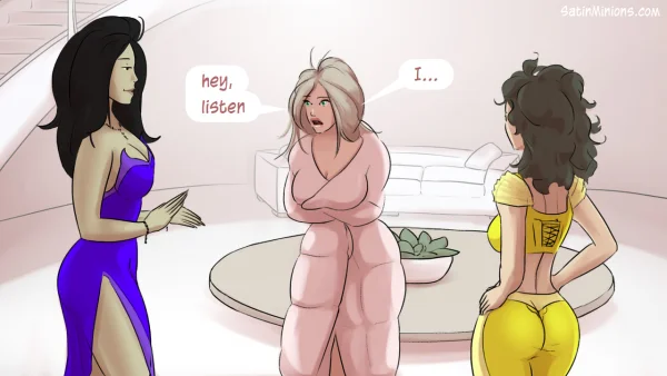 Cover: Path of the Genie part 2 over a sheer pink figure, Satin Minions comic.
