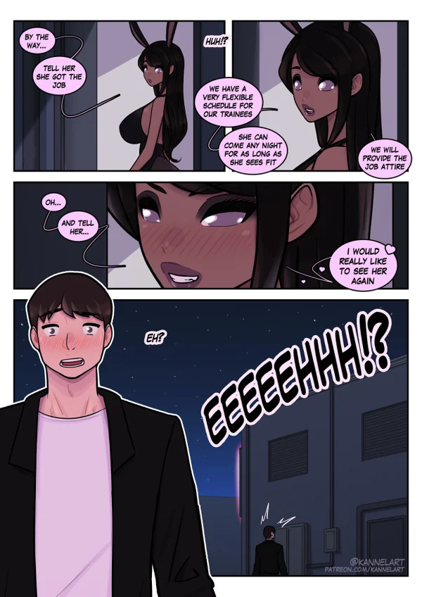 A guy helping at a bunny-girl party gets ears, then TF's into a pink leotard bunny with a fat ass and big tits.