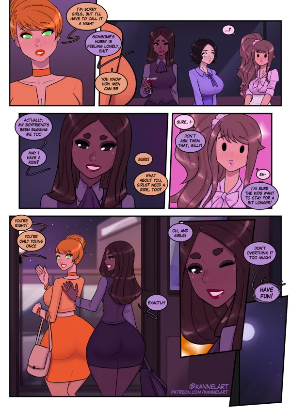 Comic: CYOA job path turns a guy into a pink-dress office girl who falls for her coworker.