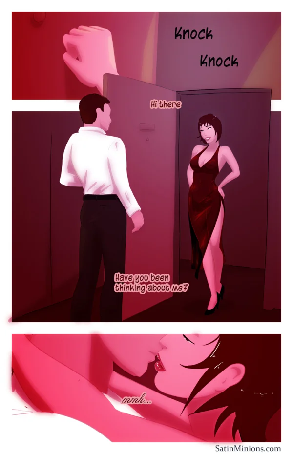 Cover: nude woman showering from behind for Satin Minions comic Her Favorite Client.