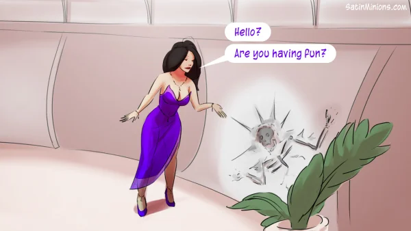 Cover: Path of the Genie part 2 over a sheer pink figure, Satin Minions comic.