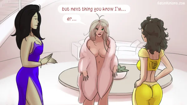 Cover: Path of the Genie part 2 over a sheer pink figure, Satin Minions comic.