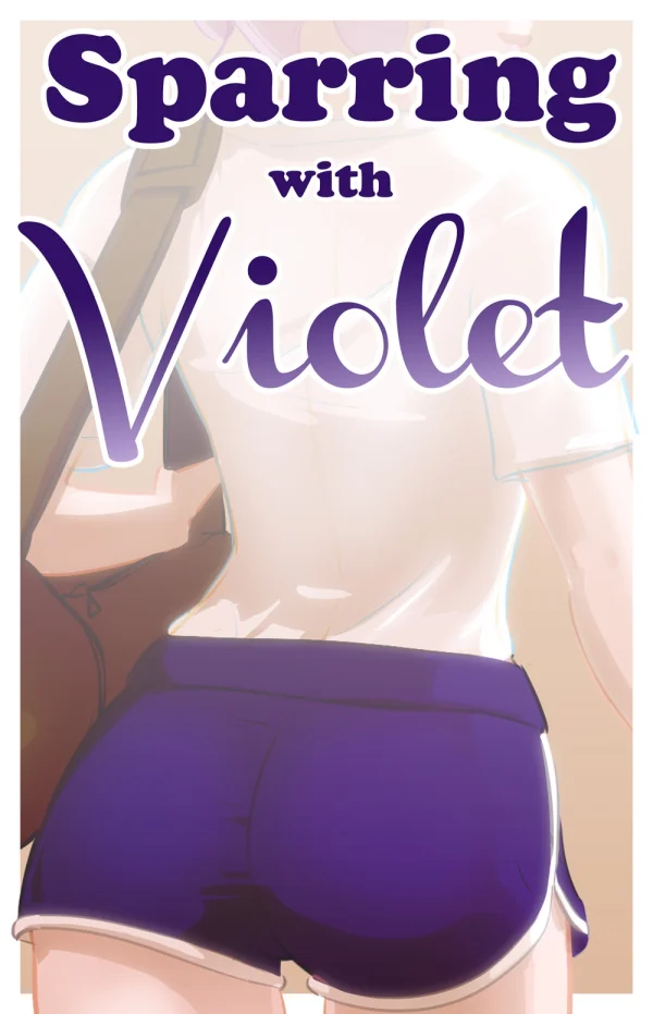 Cover: woman in purple gym shorts carrying a bag, title card for Sparring with Violet.