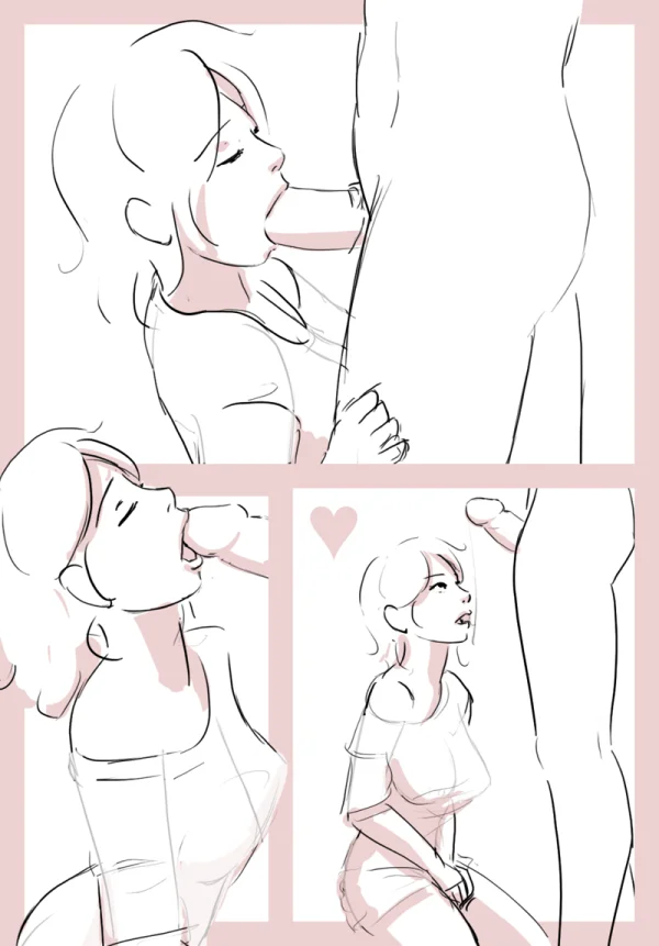 Day’s End cover: three sketch poses of a woman undressing for a Satin Minions comic.