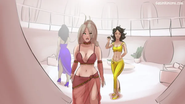 Cover: Path of the Genie part 2 over a sheer pink figure, Satin Minions comic.