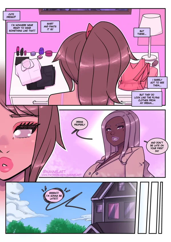 Comic: a job contract turns a guy into a cute office girl with a feminine ass and a new wardrobe.